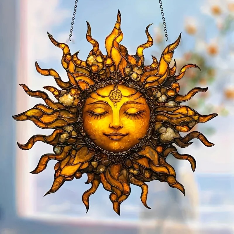 Boho Sun Face Suncatcher Window Hanging Decor - Image 2