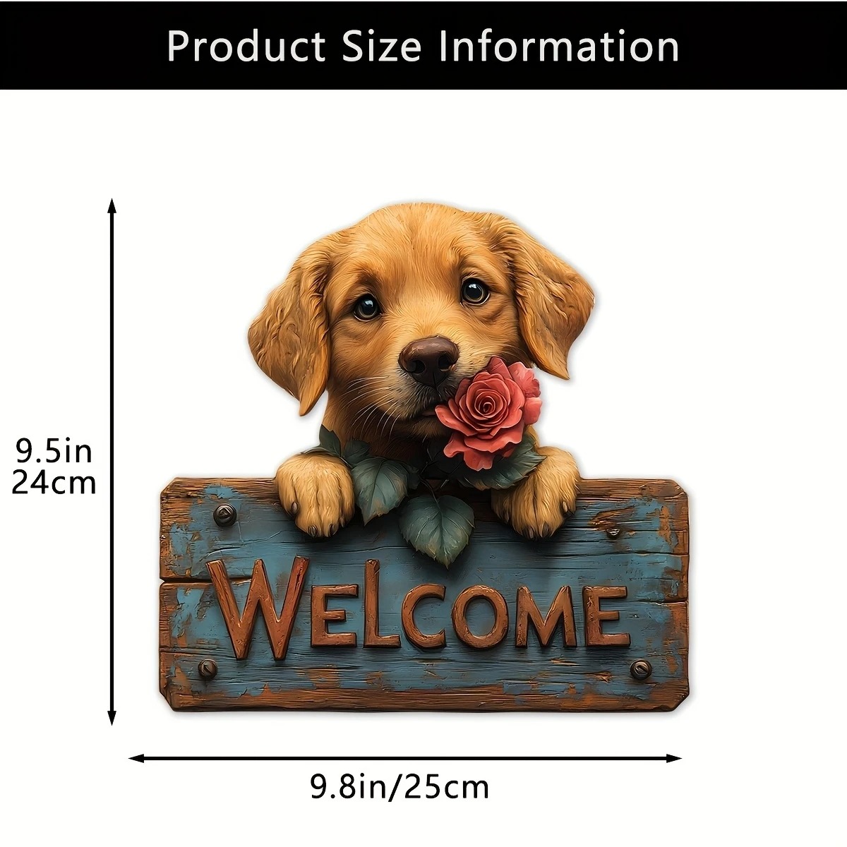 2D Flat Wooden Dog Welcome Sign - Image 4