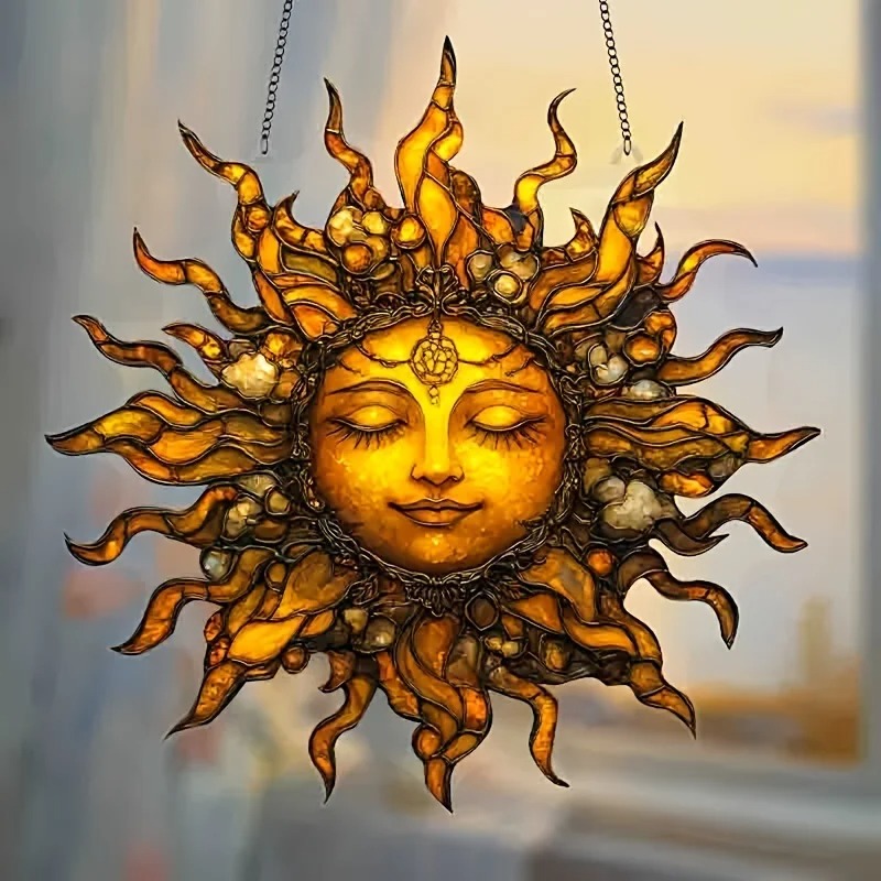 Boho Sun Face Suncatcher Window Hanging Decor - Image 3