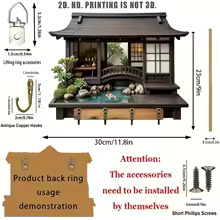 Retro Japanese Wooden Key Holder Wall Hook - Image 5