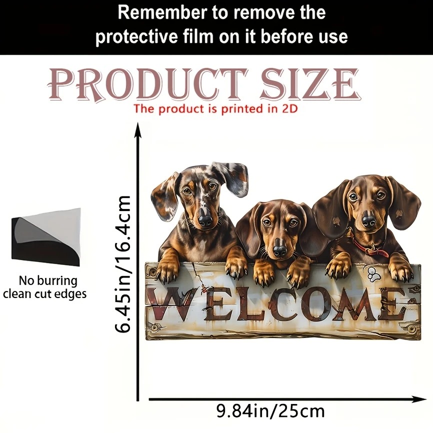 2D Flat Wooden Dog Welcome Sign - Image 6