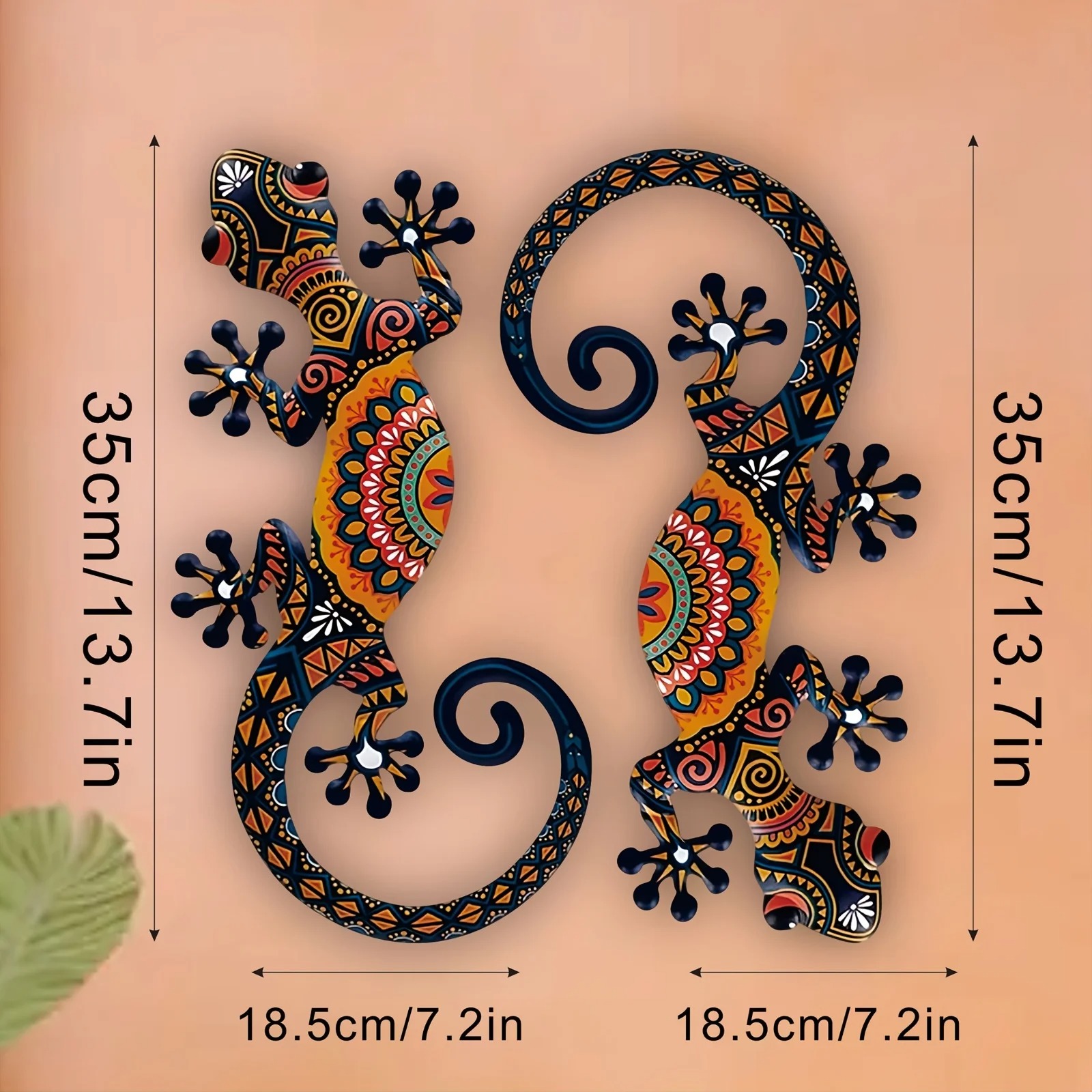 2PCS Metal Gecko Wall Art Set – Colorful Iron Lizard Wall Decor - Image 5