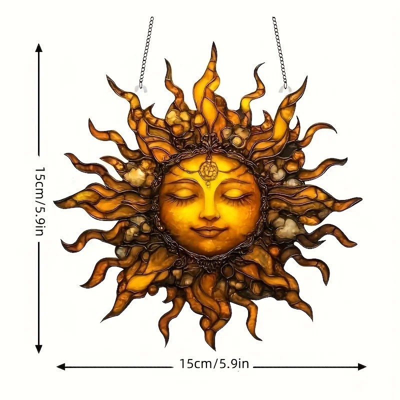 Boho Sun Face Suncatcher Window Hanging Decor - Image 6