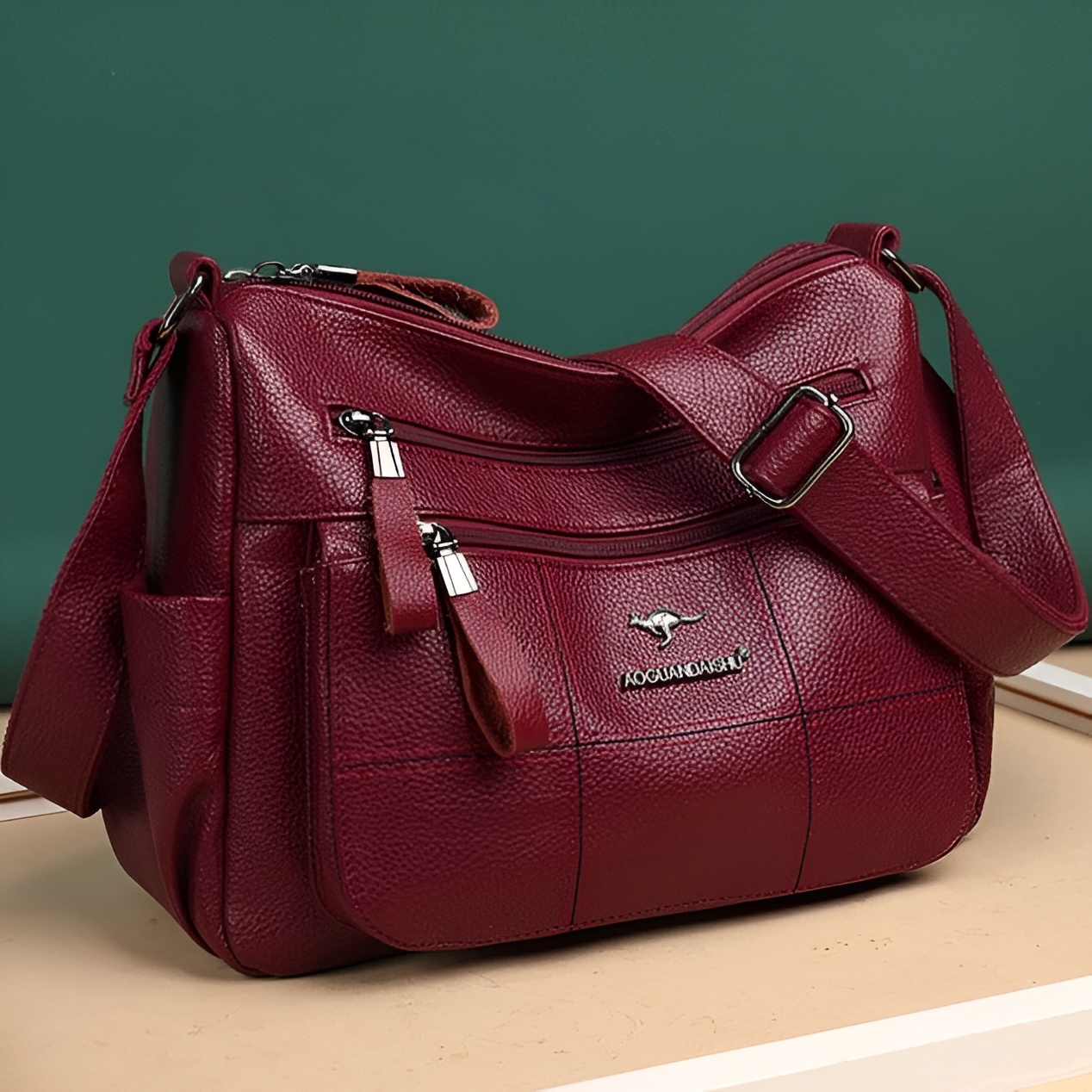 Classic Soft Leather Multi-Pocket Shoulder Bag