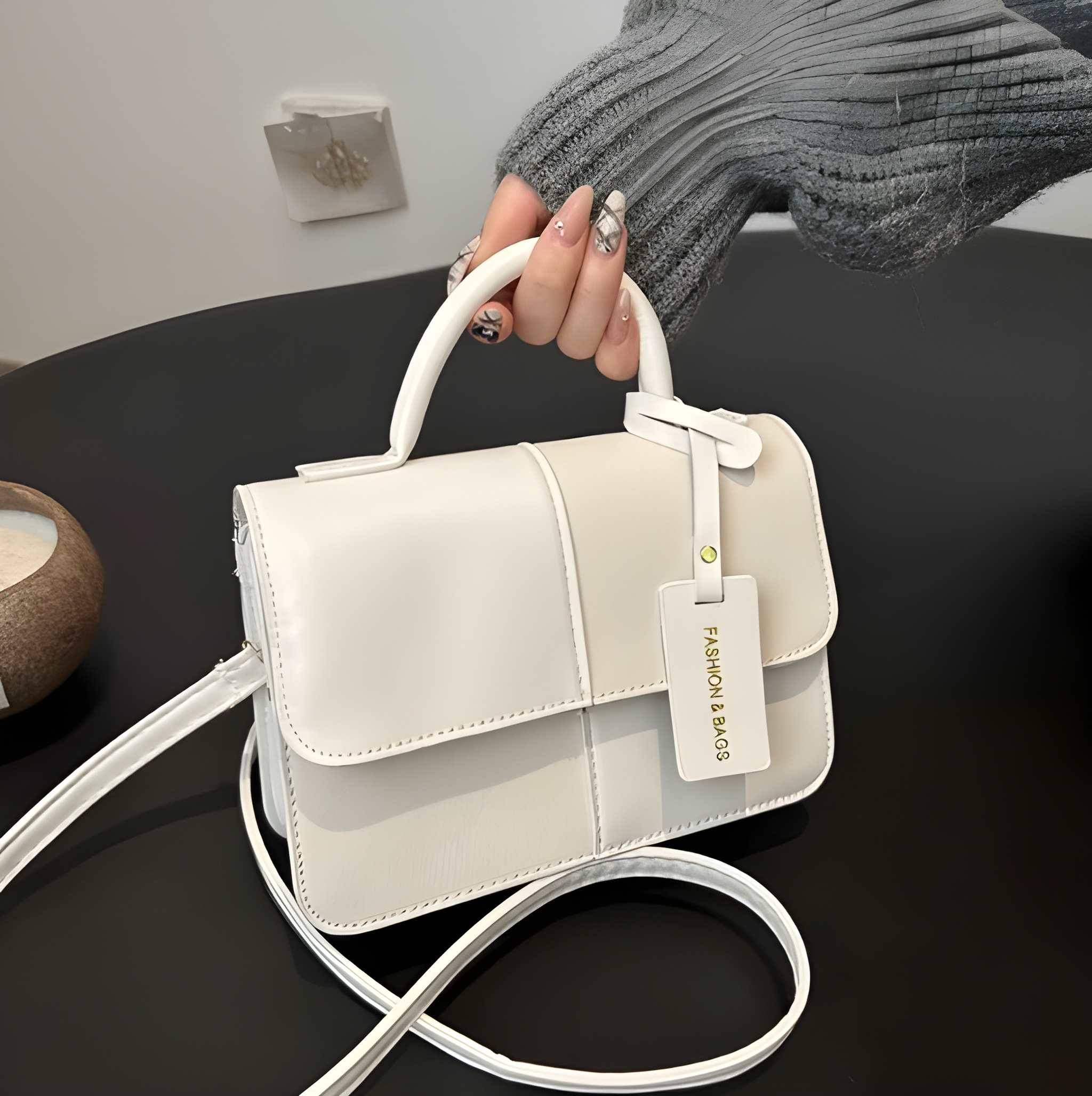 Elegant PU Leather Crossbody Tote Bag