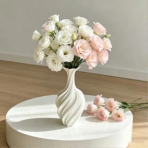 Elegant Twisted White 3D Printed Vase