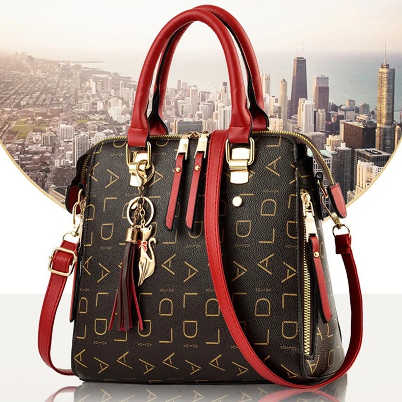 Fashion English Letter PU Leather Handbag