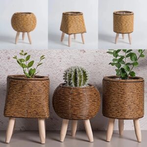 Nordic Imitation Rattan Plant Stand Basket with Removable Legs
