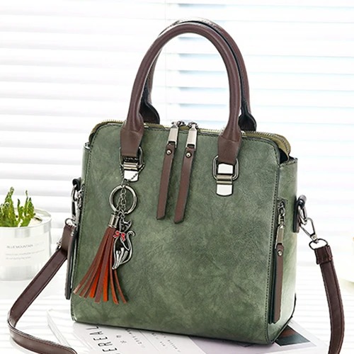 Vintage PU Leather Tassel Handbag
