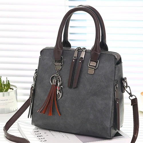 Vintage PU Leather Tassel Handbag for Women - Image 9