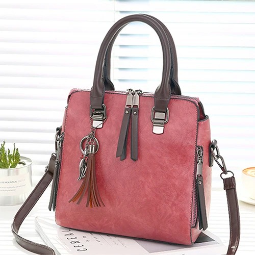 Vintage PU Leather Tassel Handbag for Women - Image 10