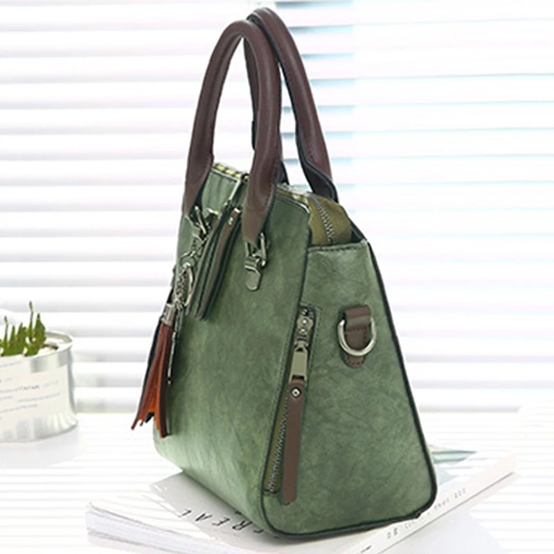 Vintage PU Leather Tassel Handbag for Women - Image 2