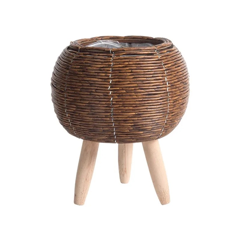 Nordic Imitation Rattan Plant Stand Basket with Removable Legs - Image 2