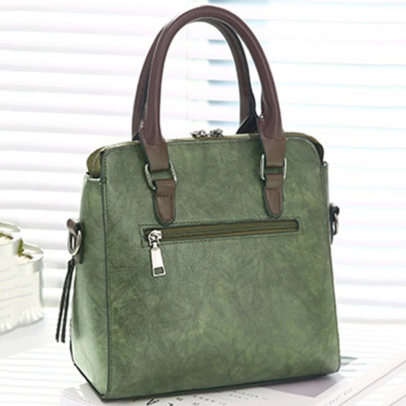 Vintage PU Leather Tassel Handbag for Women - Image 3