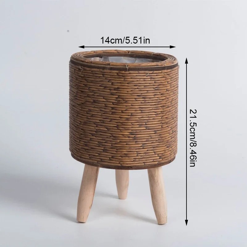 Nordic Imitation Rattan Plant Stand Basket with Removable Legs - Image 3