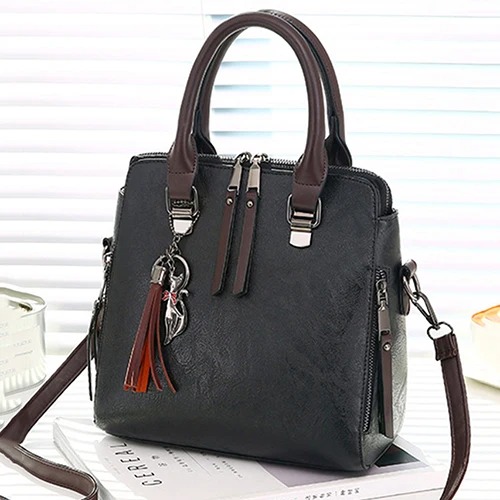 Vintage PU Leather Tassel Handbag for Women - Image 7