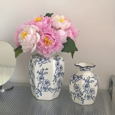 Blue White Ice Crack Ceramic Vase